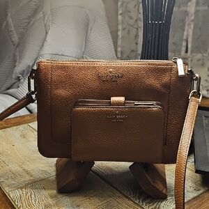 Kate Spade Chestnut Leather Womens Crossbody Purse And Matching Wallet